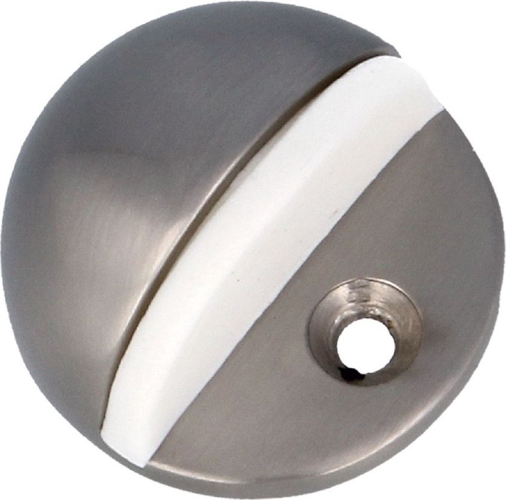 Türstopper Bodentürstopper Ausführung in Nickel matt Gummi weiß Türpuffer aus Metall