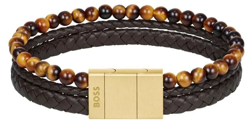 Bracelet homme marron triple rang pour look casual chic et quotidien