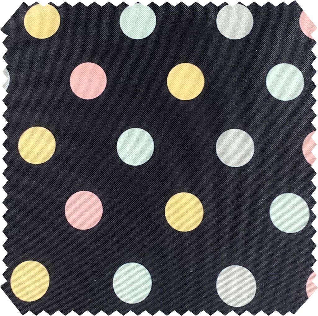 novely OXFORD 210D - D159 Kugeln Schwarz Pastell - Bedruckter Polsterstoff - Outdoor Dekostoff - Wasserabweisende Reißfeste Meterware 1lfm
