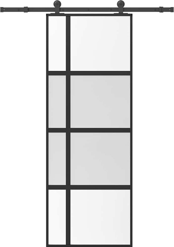 Schiebetür mit Beschlag 76x205 cm Hartglas & Aluminium