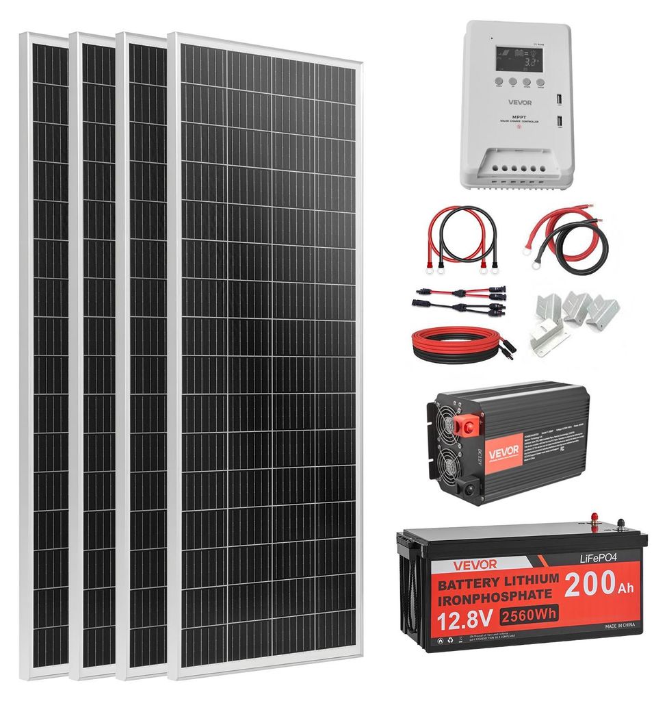 Kit solar VEVOR de 200W y 12V, completo: 2 paneles solares Imagen del producto 
