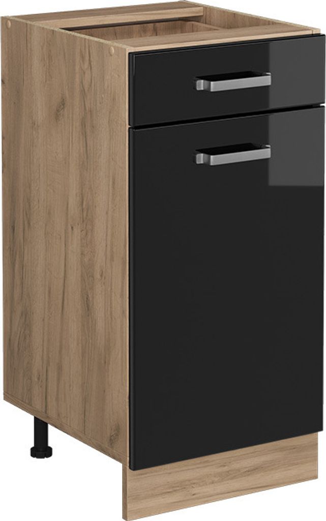 Küchenunterschrank Vicco R-Line Schwarz Hochglanz 40 cm ohne Arbeitsplatte, Model 41092