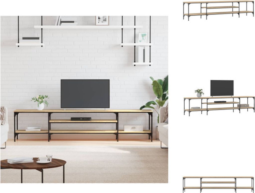 vidaXL TV-Schrank Sonoma-Eiche 201x35x45 cm Holzwerkstoff & Eisen - TV-Möbel