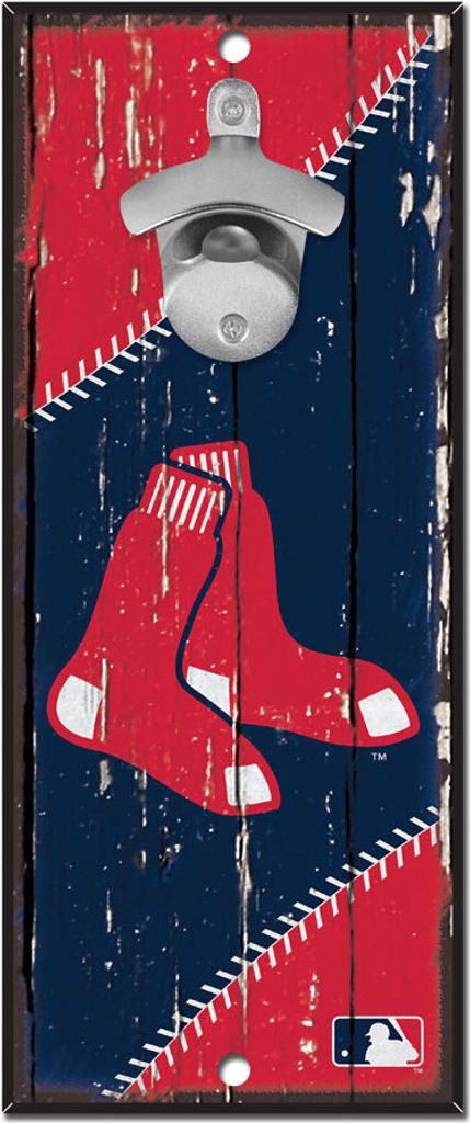 MLB Boston Red Sox Bottle Opener Flaschenöffner Wood Sign Holzschild Holz 30x12cm