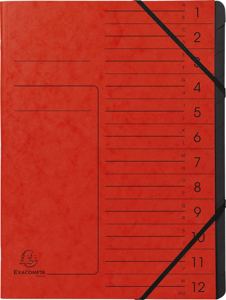 Exacompta Ordnungsmappe 541205E DIN A4 12Fächer Karton rot