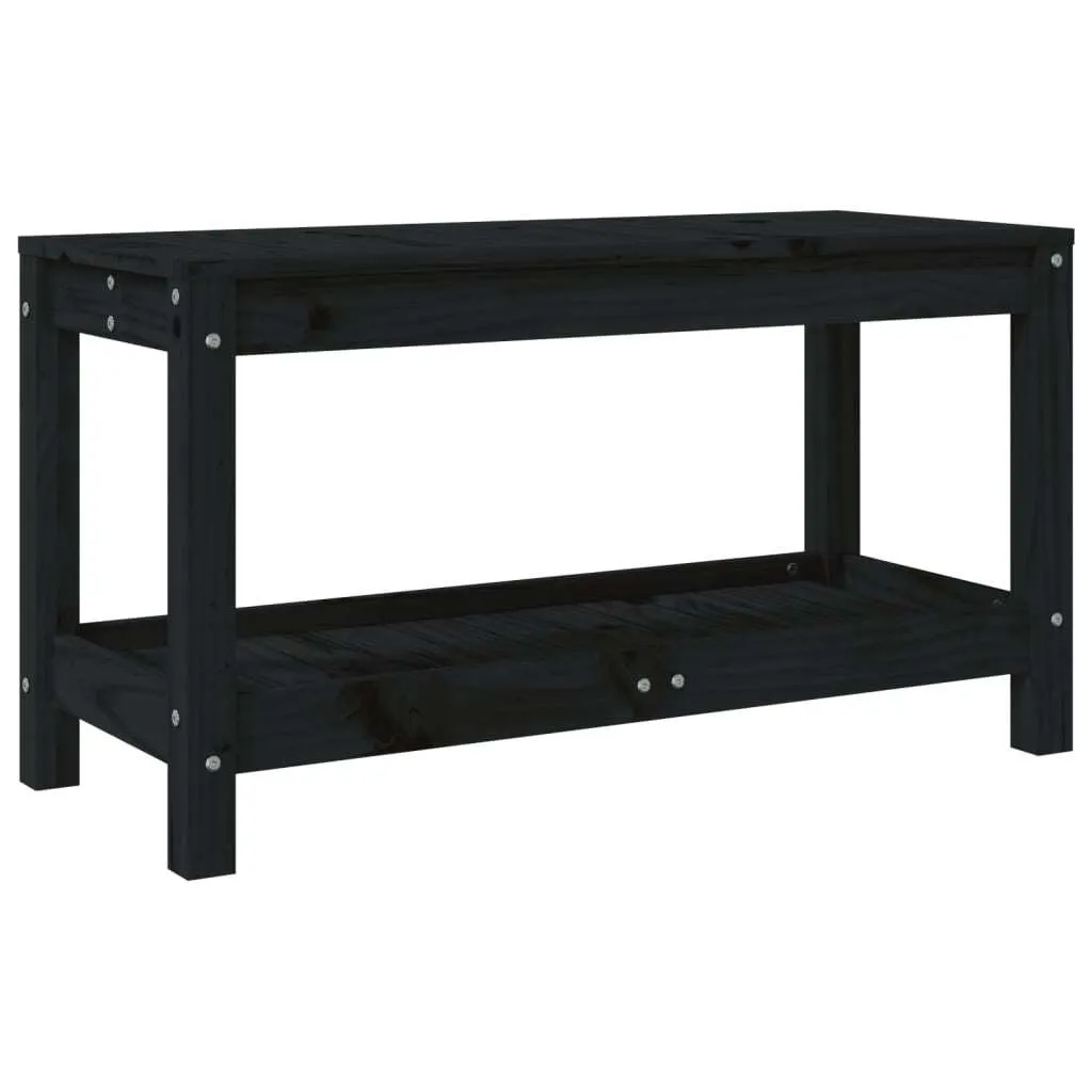 SYFAX Panca Giardino Nera 82,5x35x45 cm - Legno Pino Massello Robusto