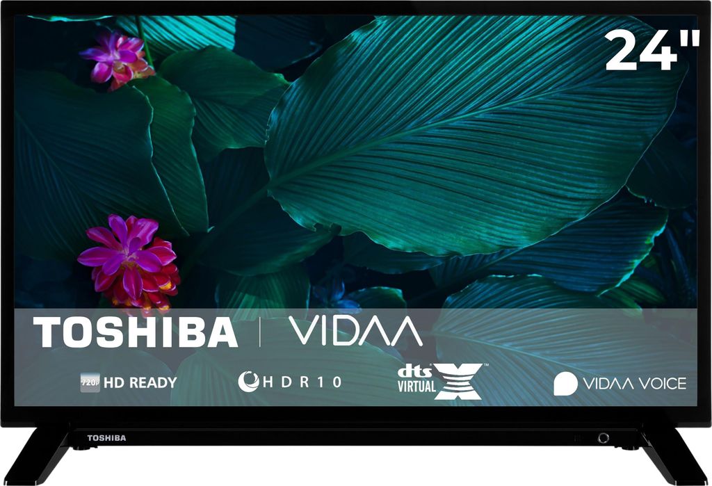 Toshiba Fernseher 24 Zoll Smart TV VIDAA HD-ready Fernseher HDR Smart TV mit Triple-Tuner, LED TV
