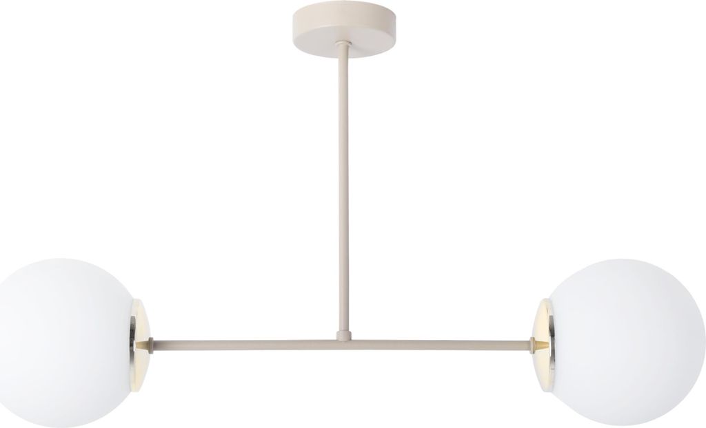 Deckenlampe Siena kaschmir-gold 2-flammig mit weißen Schirmen E14 – stilvolle Beleuchtung fürs Wohnzimmer