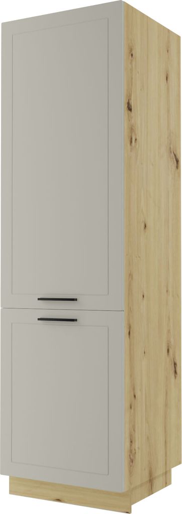 Kühlschrankumbauschrank KVANTUM 60x207cm 2-türig Farbe wählbar Q-D14/DL/60/207,vanille matt,eiche artisan