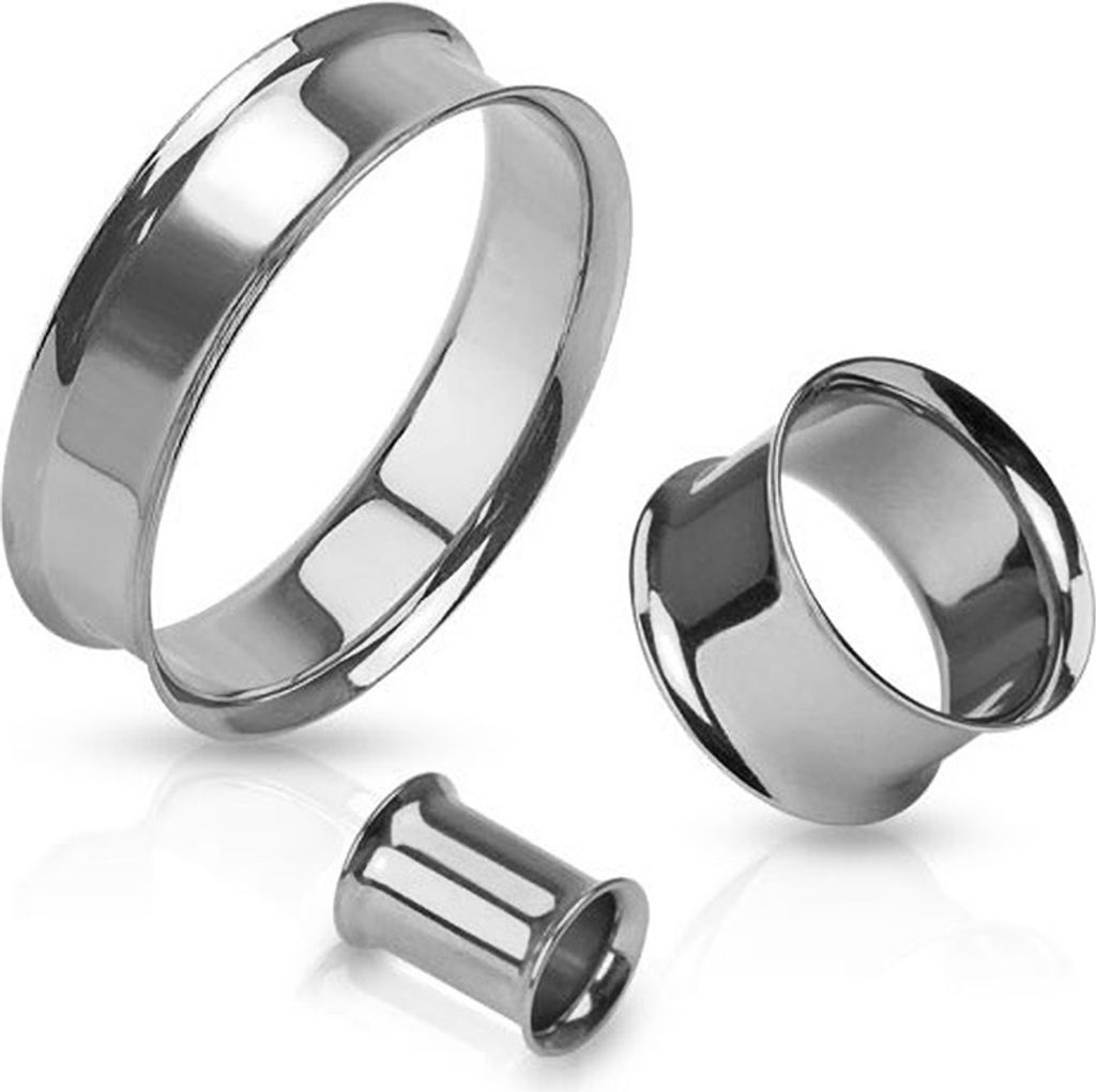 Flesh Tunnel Plug Edelstahl Ohr Piercing Ohrstecker Double Flared Hollow silber 6 mm