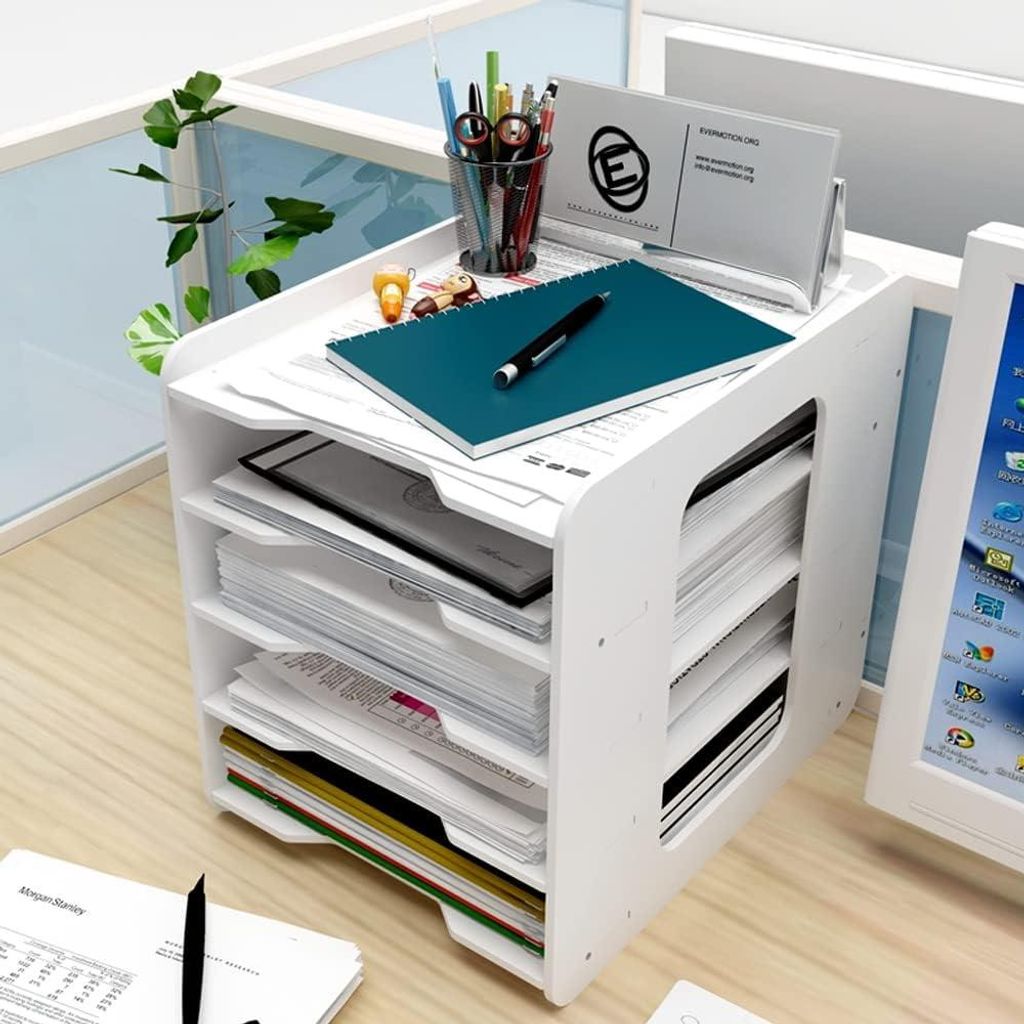 5 Fächer Schreibtisch Briefablage stapelbare Papierregale A4 Dokumentenhalter Dokumentenhalter weiß Schreibtisch-Organizer Briefablage Schreibtis...