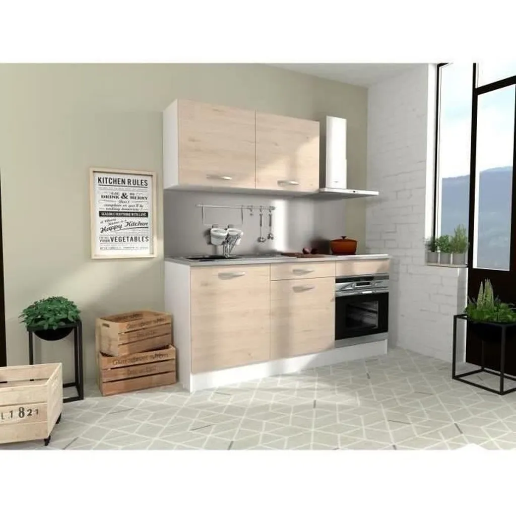 Cuisine complète 180 cm chêne pour studio - Aménagement petit espace - 4