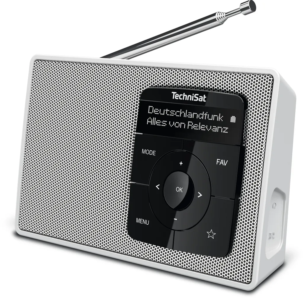 Radio DAB+ Bluetooth avec batterie rechargeable et fonction réveil blanc