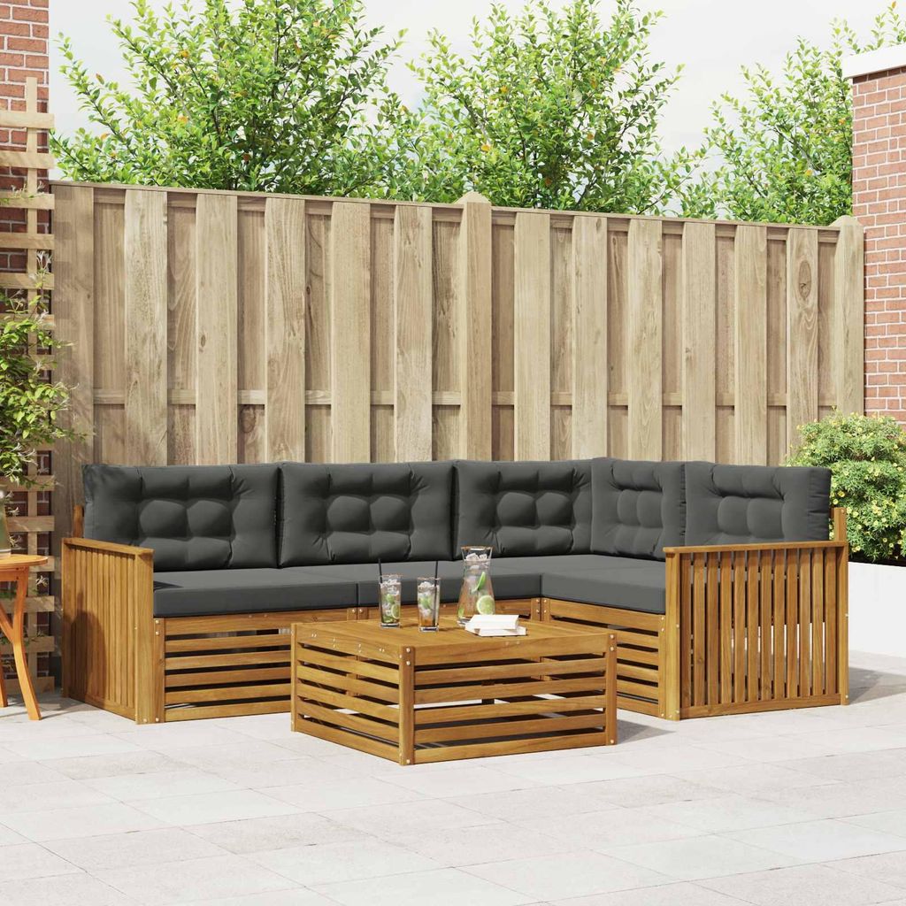 "Neues Produkt" Outdoor-Sofagarnitur ANTI-UV - CLORIS - mit Kissen - 5 pcs - Natur und Anthrazit - Modern Gartensofas V1270