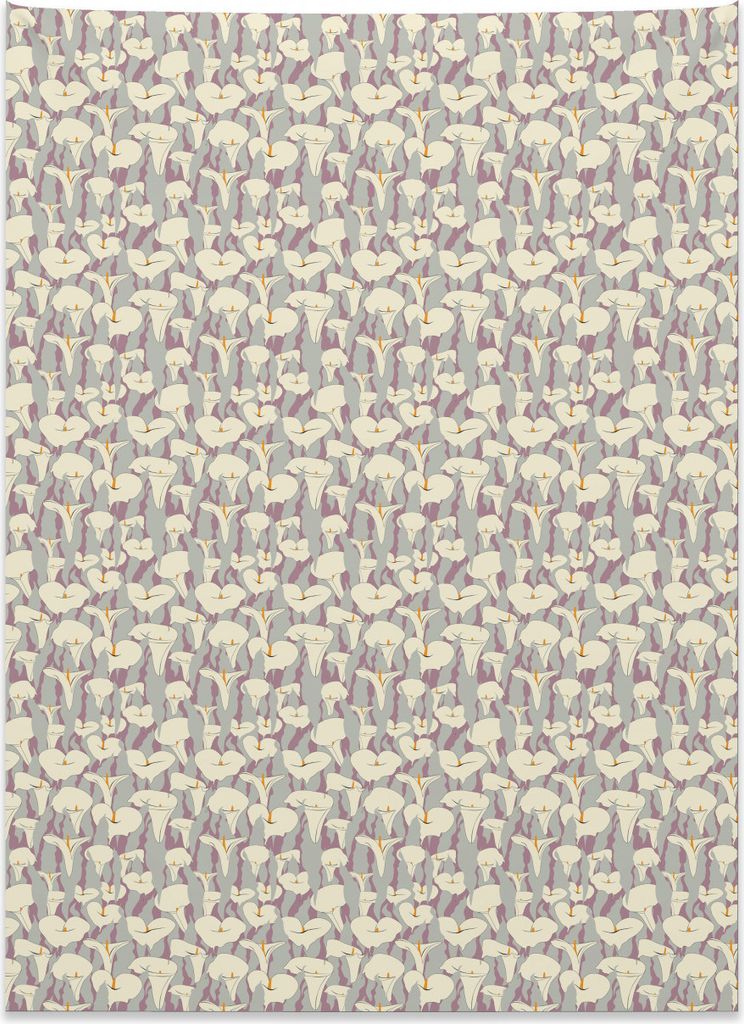 Abakuhaus Blumen Wandteppich, Abstrakte Calla-Lilie aus Weiches Mikrofaser Stoff Kein Verblassen Klare Farben Waschbar, 110 x 150 cm, Lila grau Elf...