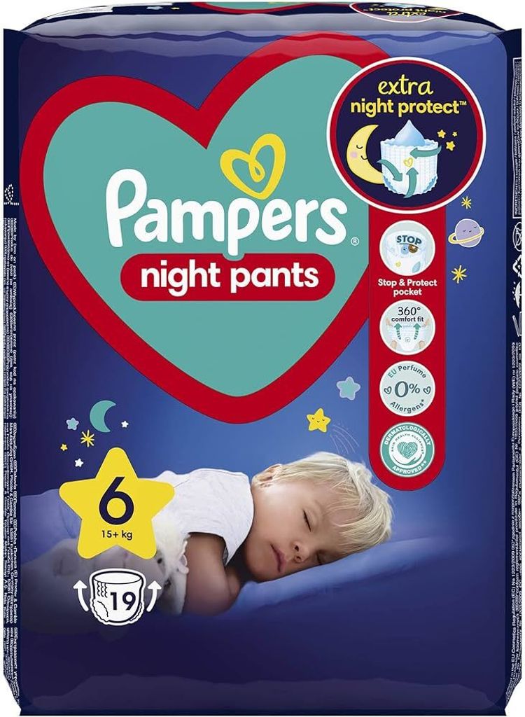 Pampers Night Pants Windeln Gre 6 (15+ kg), 19 Windeln, Nachtwindeln bieten Schutz Die ganze Nacht