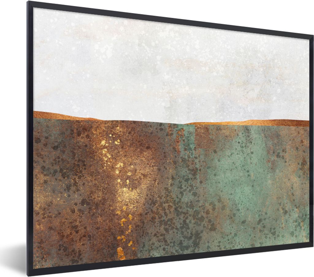MuchoWow Gerahmtes Poster Abstrakt - Luxus - Gold 40x30 cm - Poster mit Schwarzem Bilderrahmen Wandposter Rahmen Foto Bilder - Kunstposter - Wand...