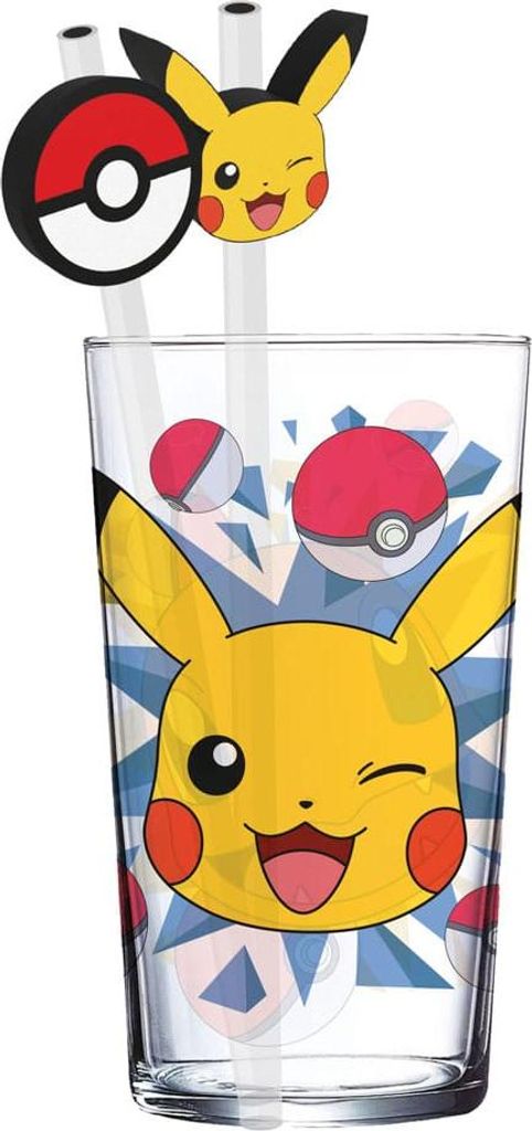 Szklany kubek Pikachu z metalową słomką 485 ml - oficjalna Immagine del prodotto 