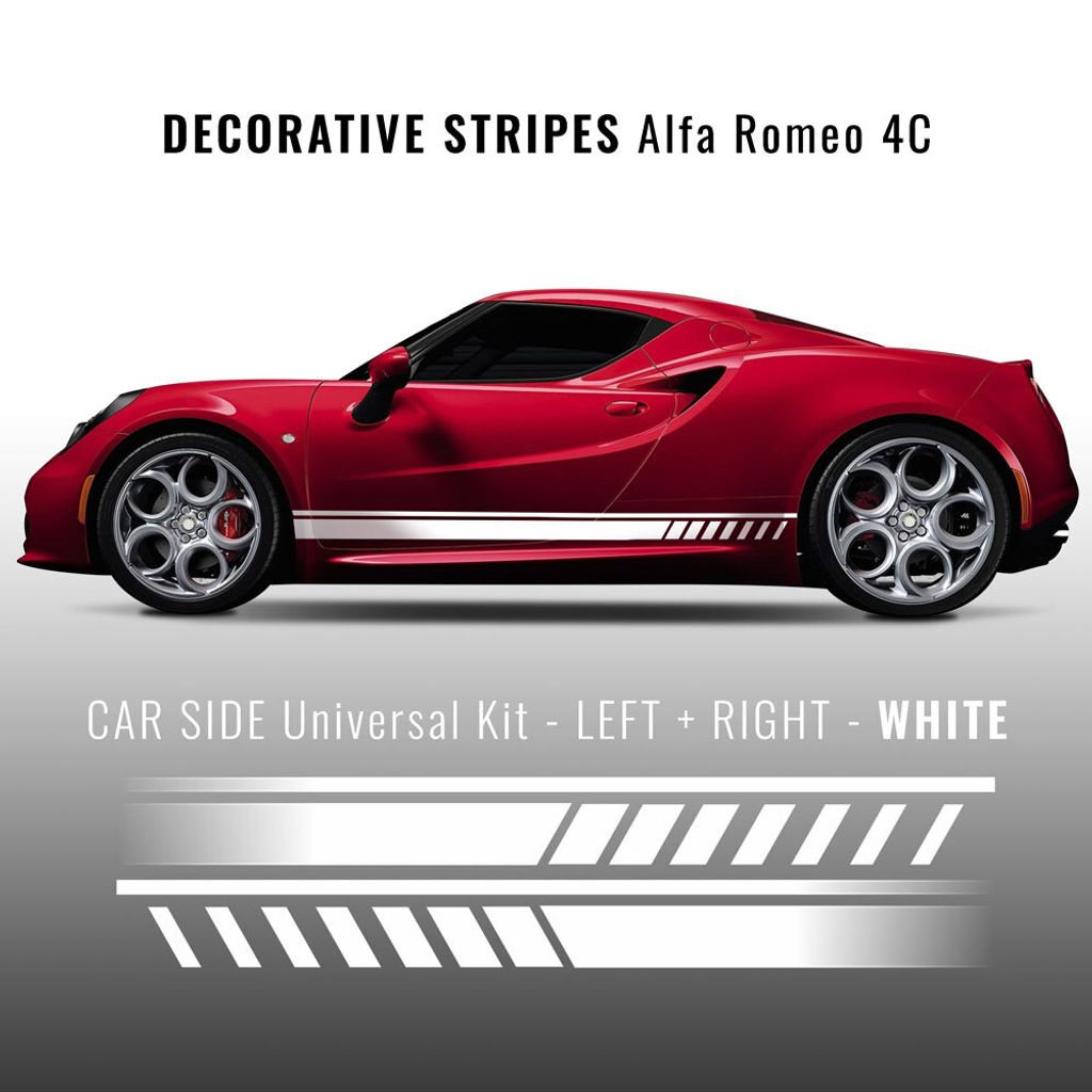 Stripes Klebestreifen Weiß für Alfa Romeo 4C
