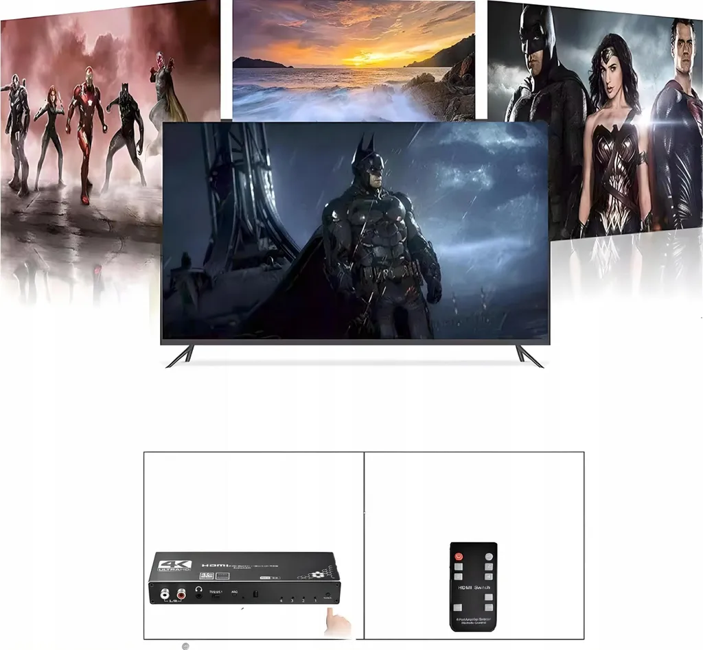 Switch Splitter HDMI 2.0 4X2 Matrix avec Sortie Optique et Audio Cinch