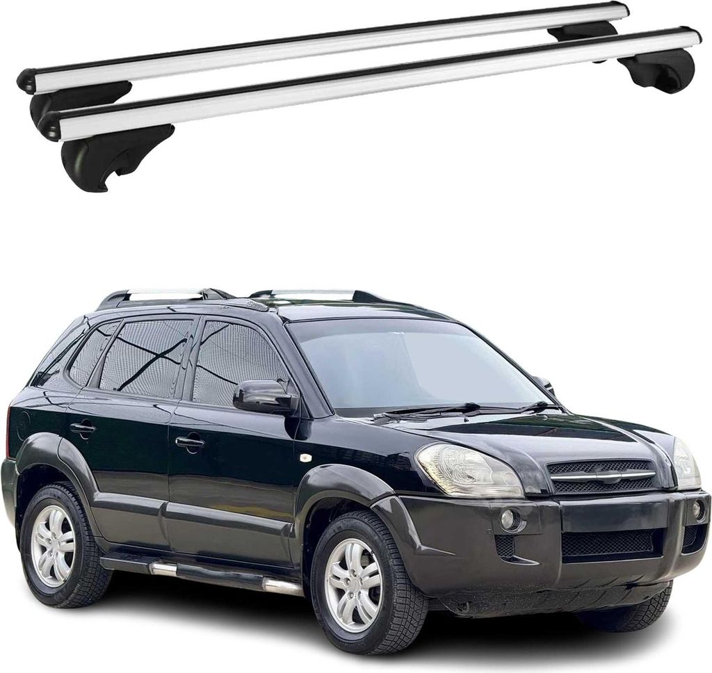 Dachträger Grundtäger für Hyundai Tucson mk1 2004-2010 75kg Alu Silber 2 tlg