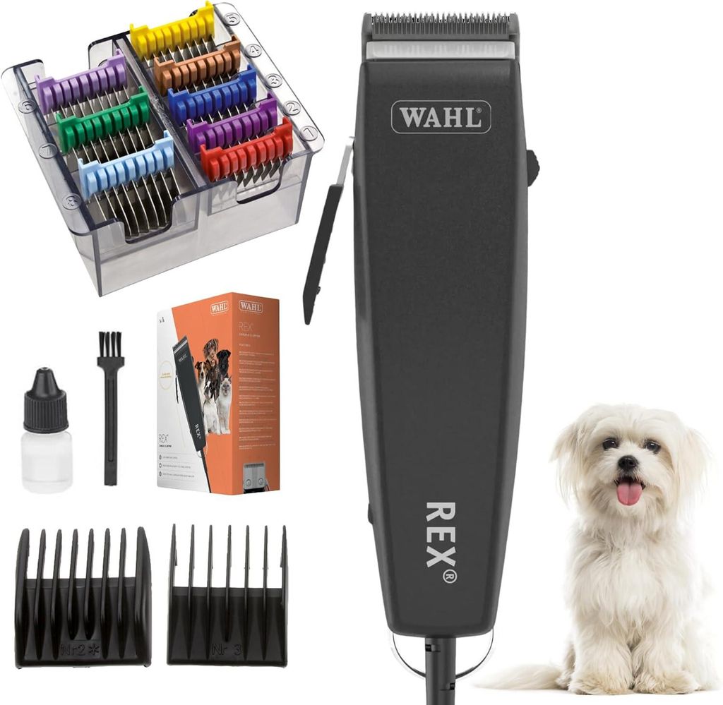 Agrarzone Wahl Rex Hunde Schermaschine mit Aufsteckkamm Set