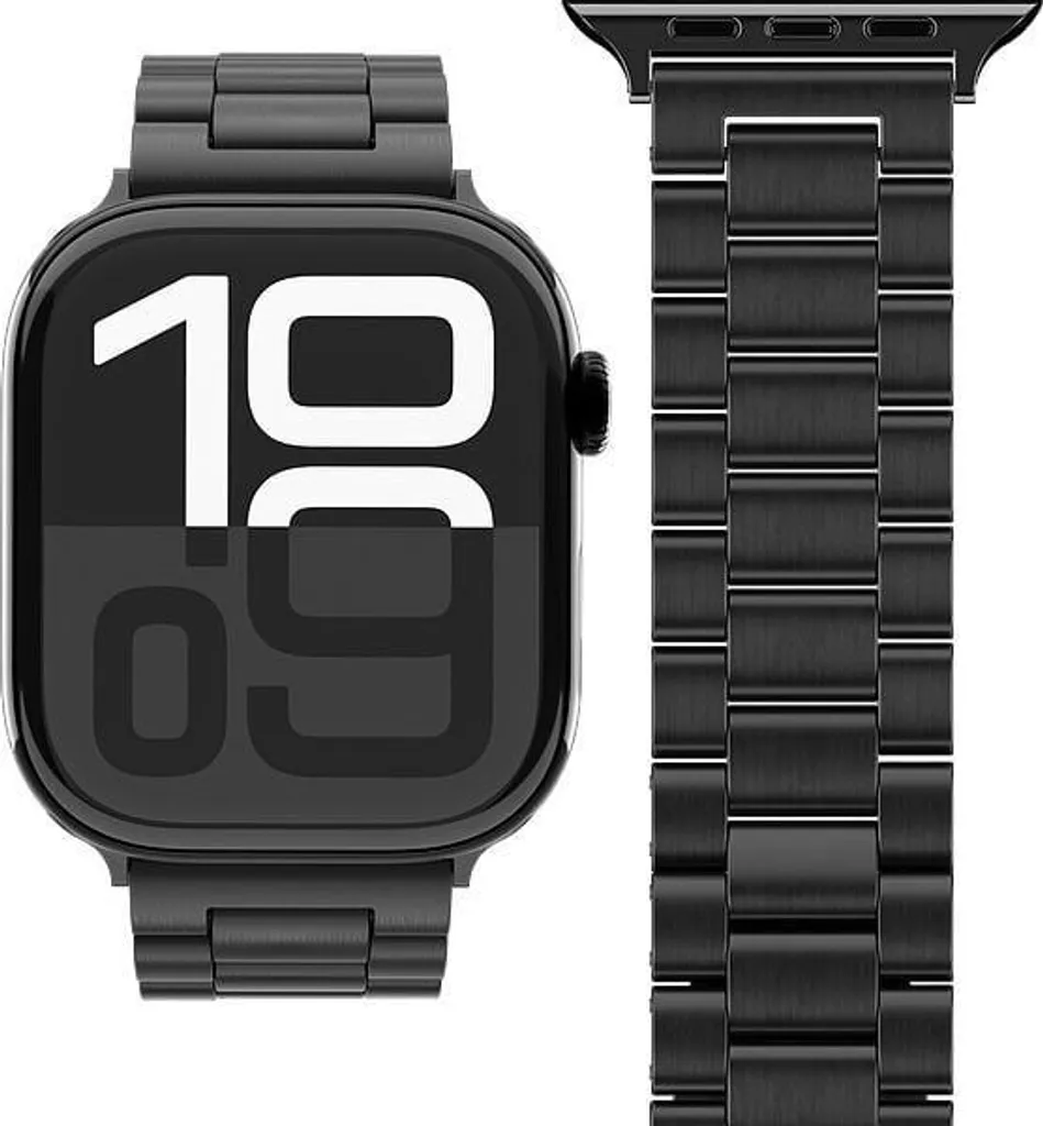 Bracelet pour Apple Watch en maillons d'acier noir Vonmählen Link 2