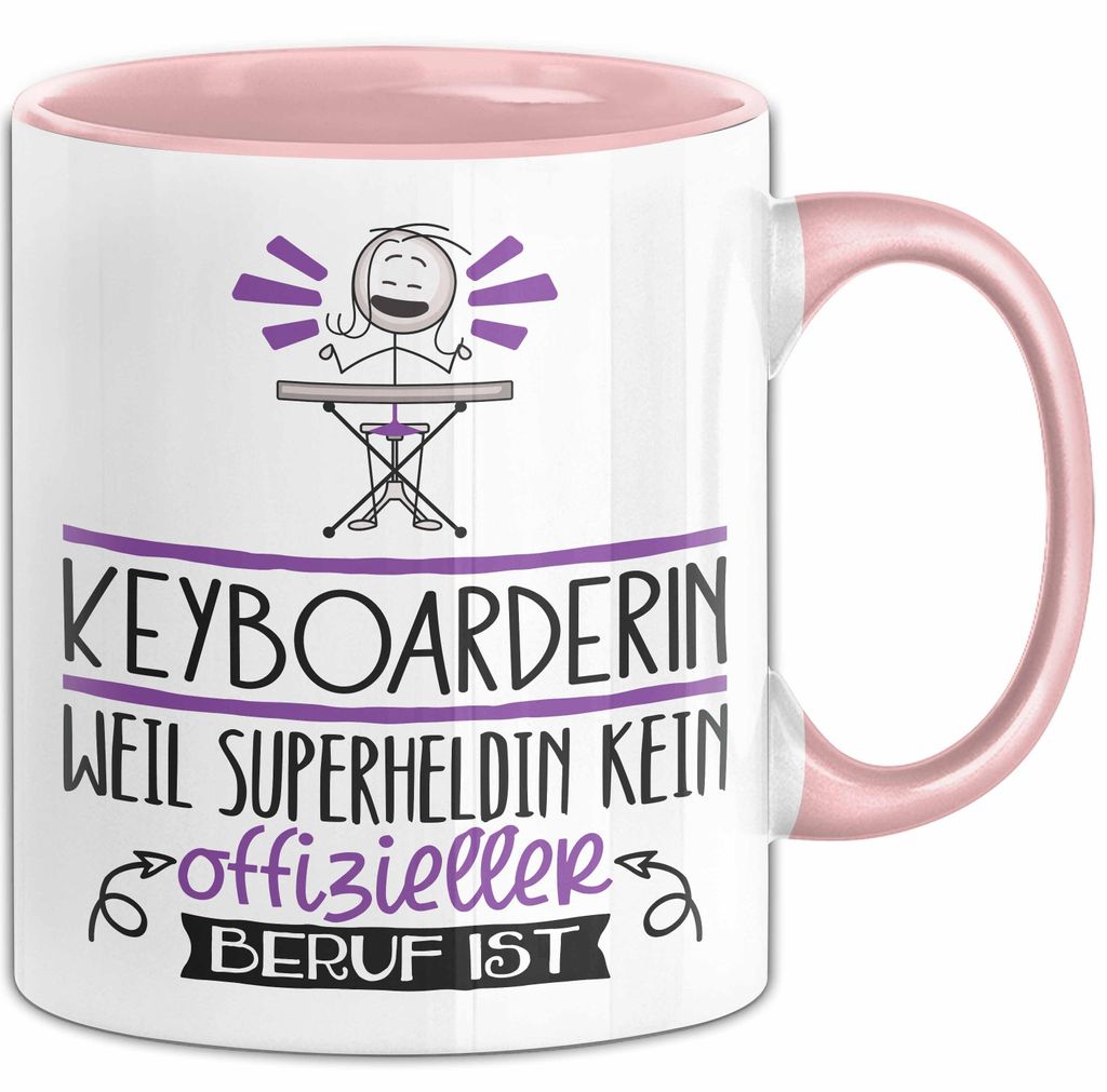 Keyboarderin Geschenk Tasse Lustiger Spruch Keyboarderin Weil Superheldin Kein Offizieller Beruf Ist Geschenkidee (Rosa)