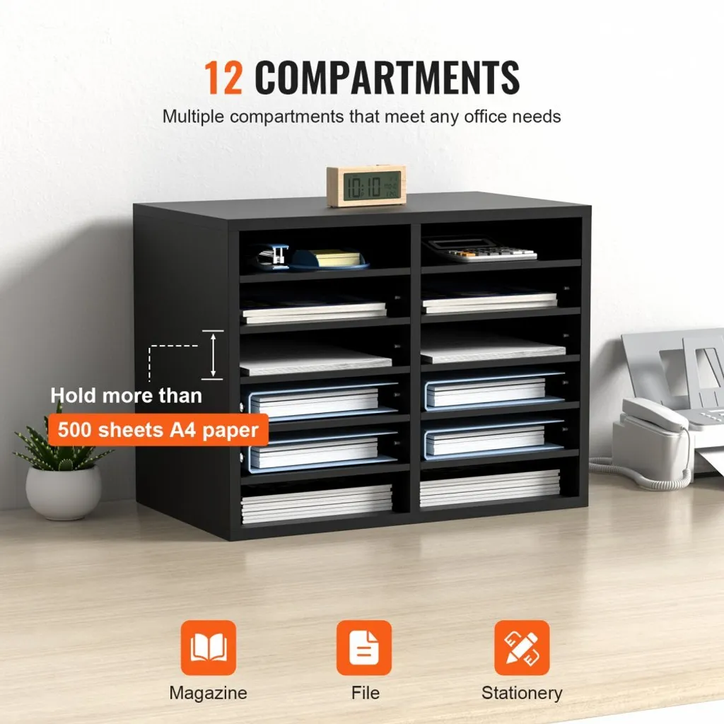 Trieur de courrier empilable noir 12 compartiments - Format A4 large - 4