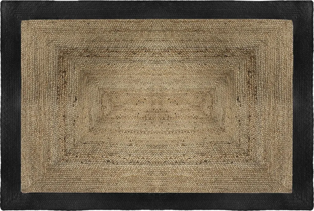 Tapis de jute 120x170 cm résistant : solution déco naturelle cadre blanc