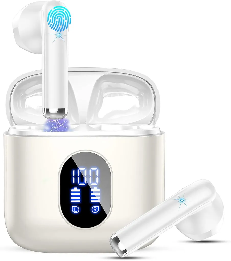 Bluetooth Kopfhörer In Ear 2026 Kabellos Bluetooth 5.4 6D Tiefer Bass 4 ENC Mic Noise Cancelling Earbuds 30Std USB-C IP7 Wasserdicht Sport