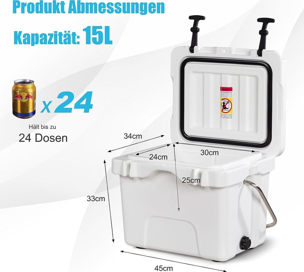 COSTWAY Chladiaci box 15 litrov, izolovaný prenosný box s Obrázok produktu 6