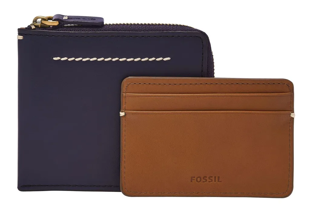 Étui pour Carte de Crédit Westover Large Zip Bifold Fossil Bleu Foncé
