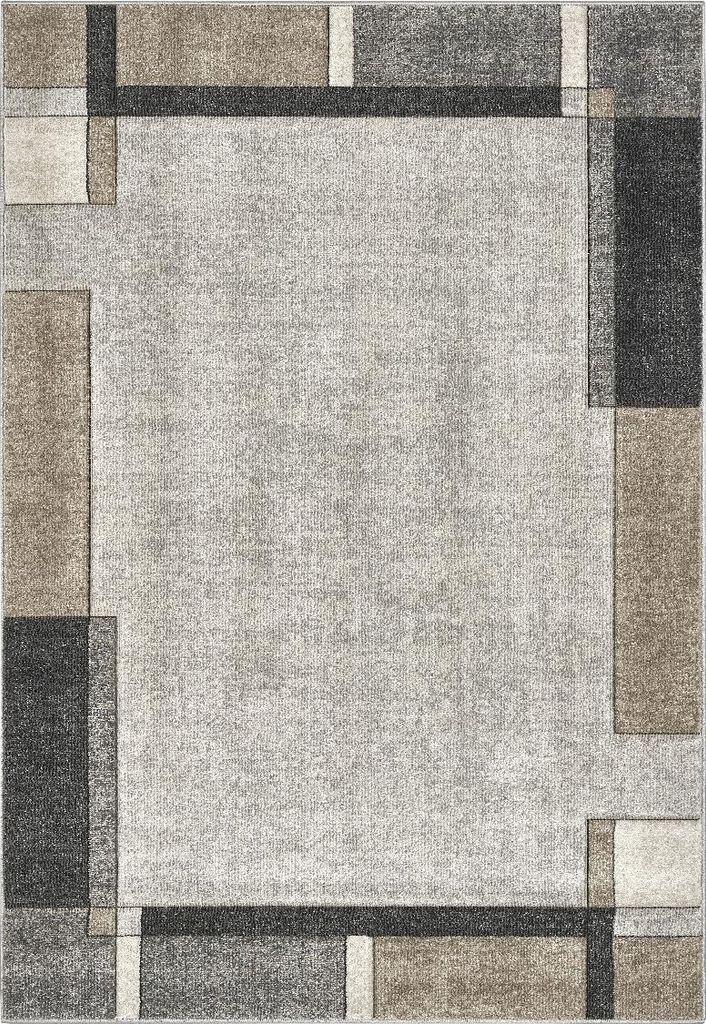 Moderner geometrischer Teppich in Grau und Beige Funny