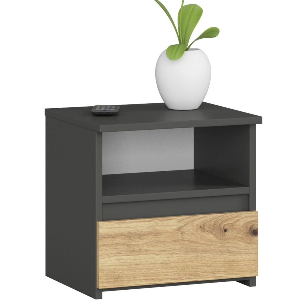 Nachttisch 40 cm Schublade Nachtkommode Schlafzimmer Schrank Nachtkästchen B40xH40xT35cm, Grau-Artisan