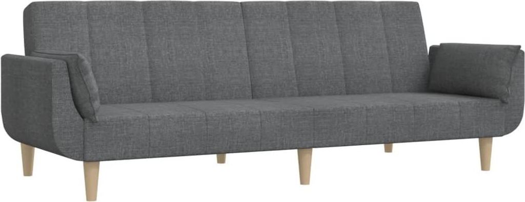 vidaXL Schlafsofa 2-Sitzer mit 2 Kissen Hellgrau Stoff
