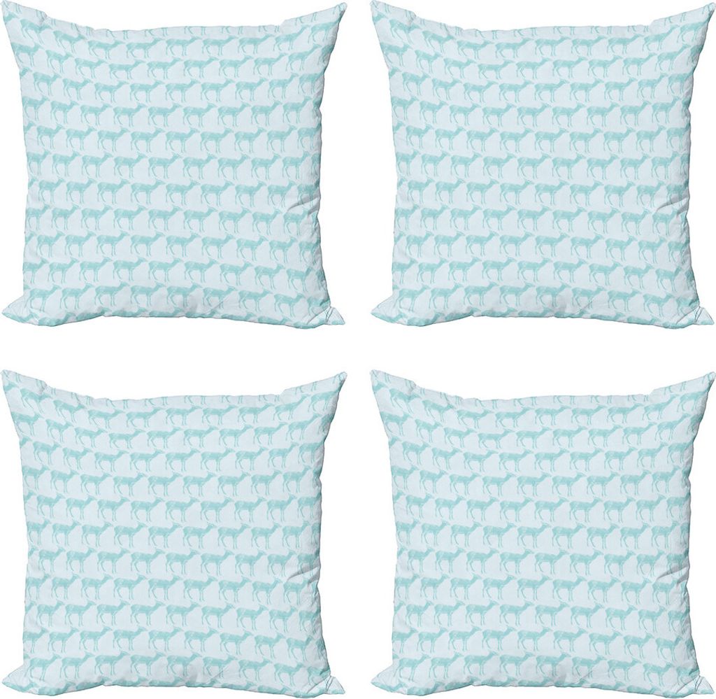 ABAKUHAUS Antilope Kissenbezug Set (4 Stück), Modernes wildes Tierbaby, Moderner Doppelseitiger Digitaldruck, 60 cm x 60 cm, Pale Blue Pale Seafoam