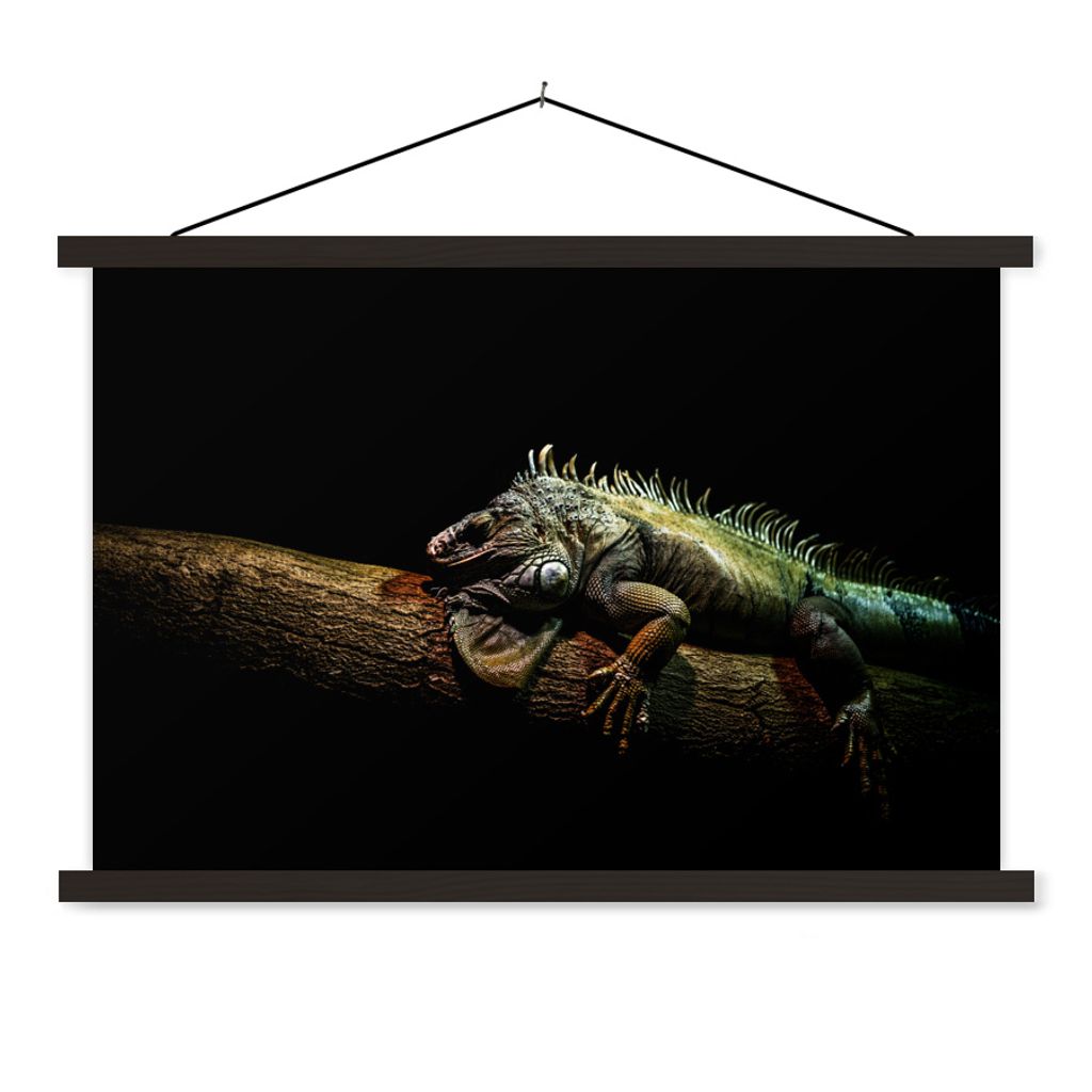 MuchoWow Textilposter Tier - Zweig - Schwarz 60x40 cm mit schwarzem Rahmen - Hölzernes