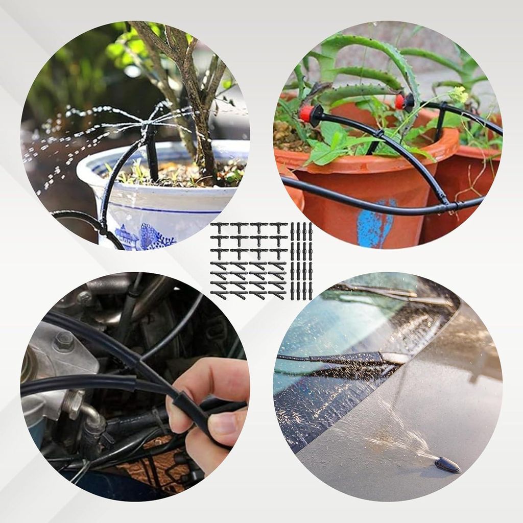 36 Stück Scheibenwischer Schlauchverbinder 4 mm - Auto Universeller Scheibenwischer Wasserschlauch Verbinder Gerade T-Stück Y-Stück Auto Schlauc...