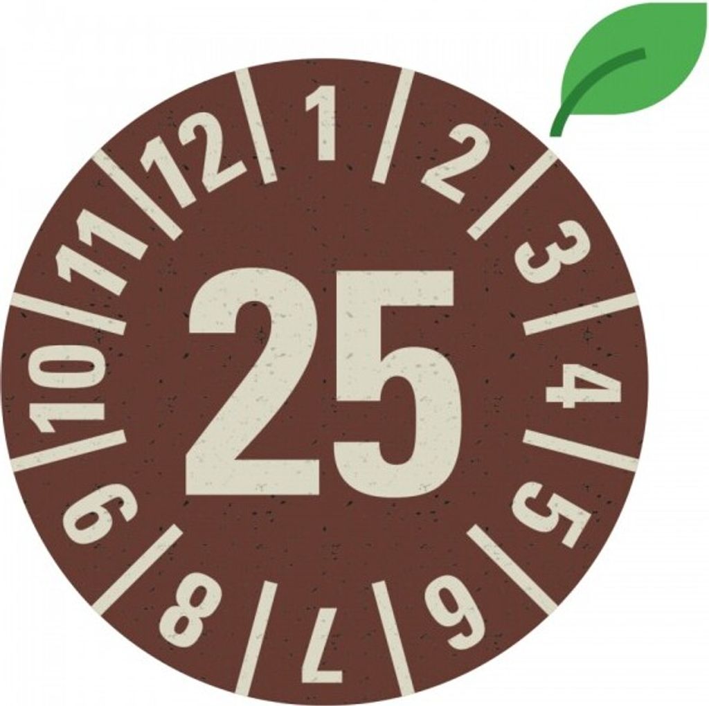 Dreifke Aufkleber I Prüfplakette 25, braun, Graspapier, selbstklebend, Ø 30m...
