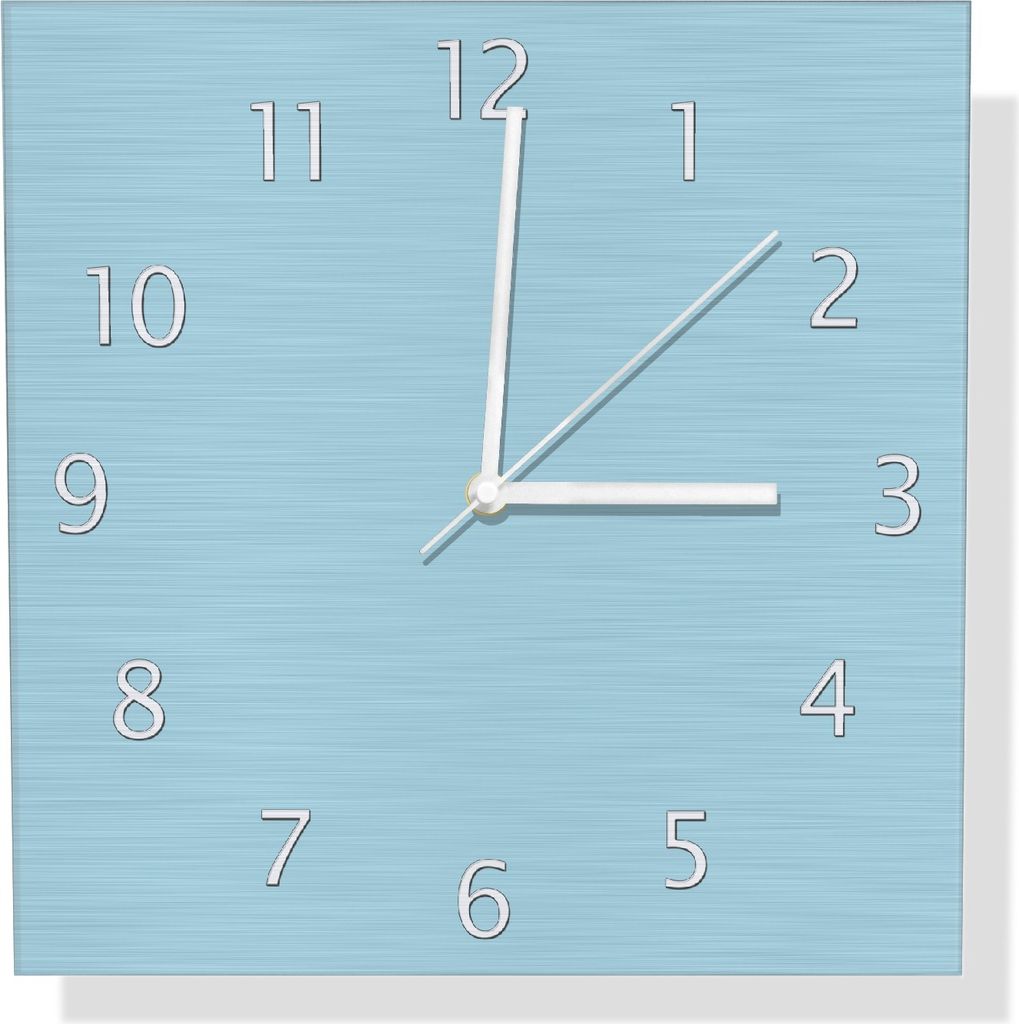 Wallario Design Wanduhr Pastellblau aus Aluverbund, Größe 30 x 30 cm