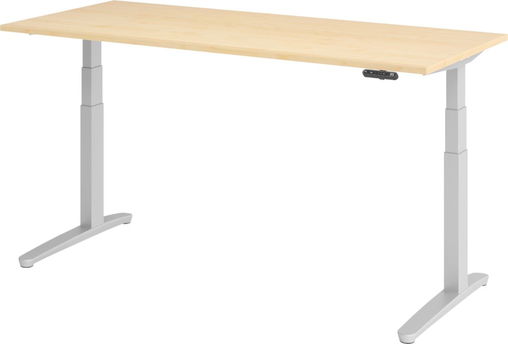 bümö Schreibtisch elektrisch XBHM - Nachbildung Ahorn, Gestell: Silber, Größe: 180 x 80 cm