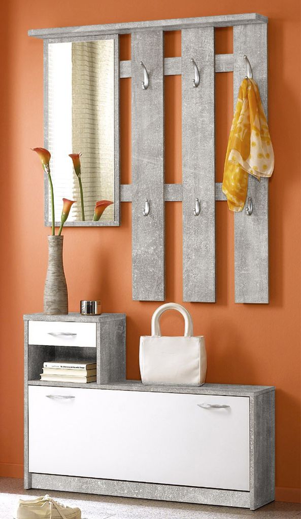 Selene III Wandgarderobe Set für Flur, Beton Nachbildung & Produktbild 