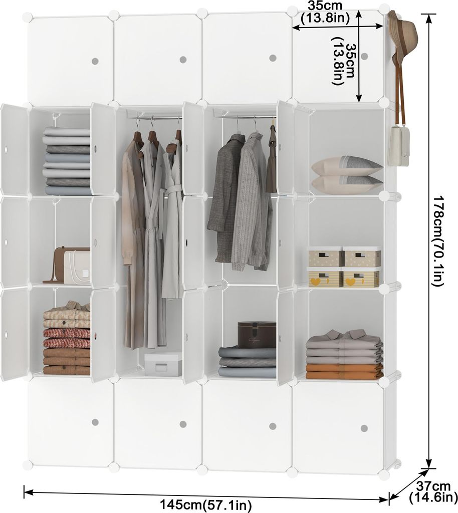 LZQ Kleiderschrank Garderobenschrank, 20 Kubus Kunststoff