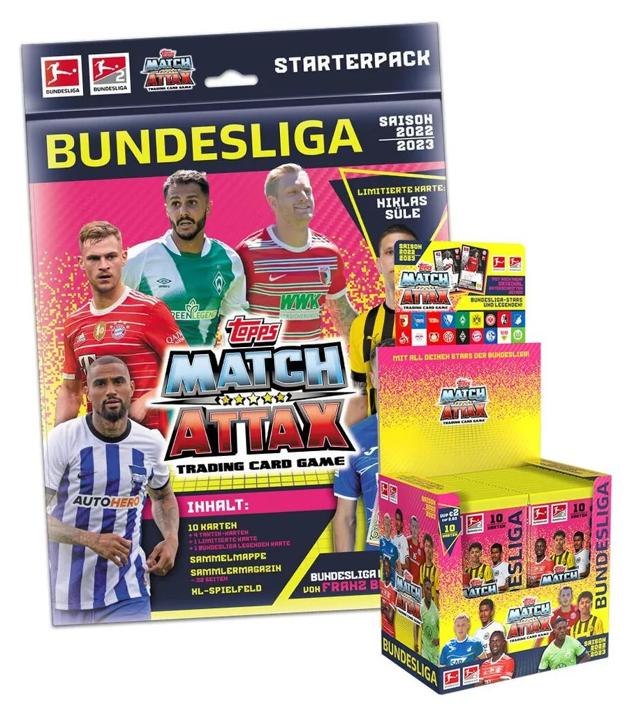 Cartes Match Attax 2022/23 Topps : Boîte de démarrage et 36 boosters
