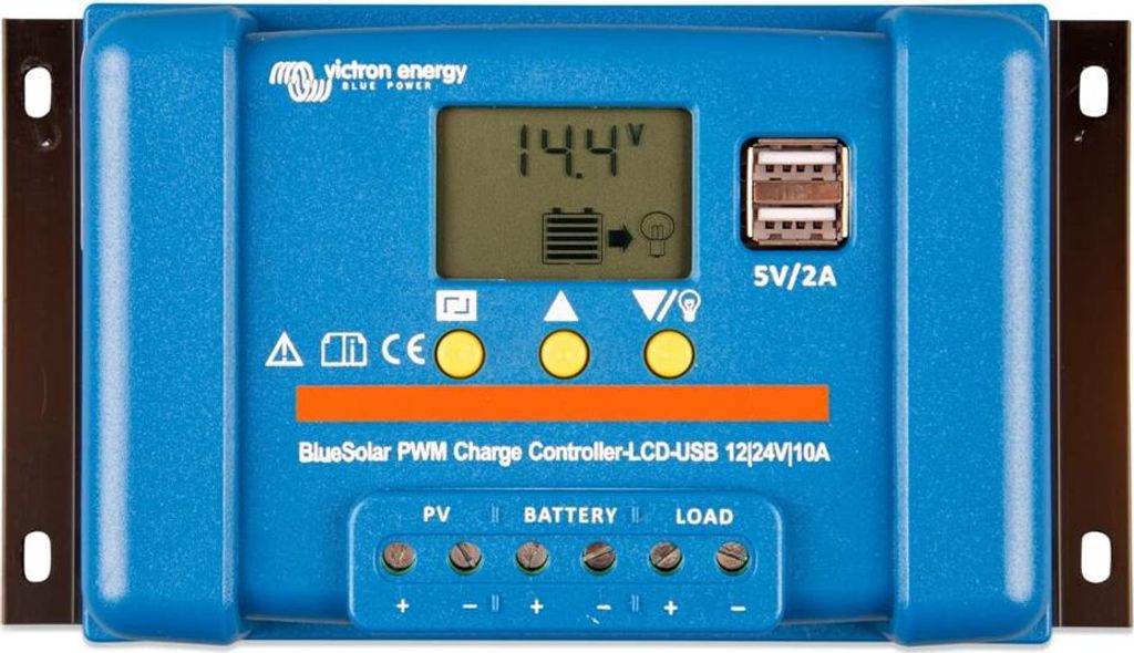 Victron Energy Blue-Solar PWM-LCD&USB Laderegler PWM 12 V, 24 V 10 A (SCC010010050)