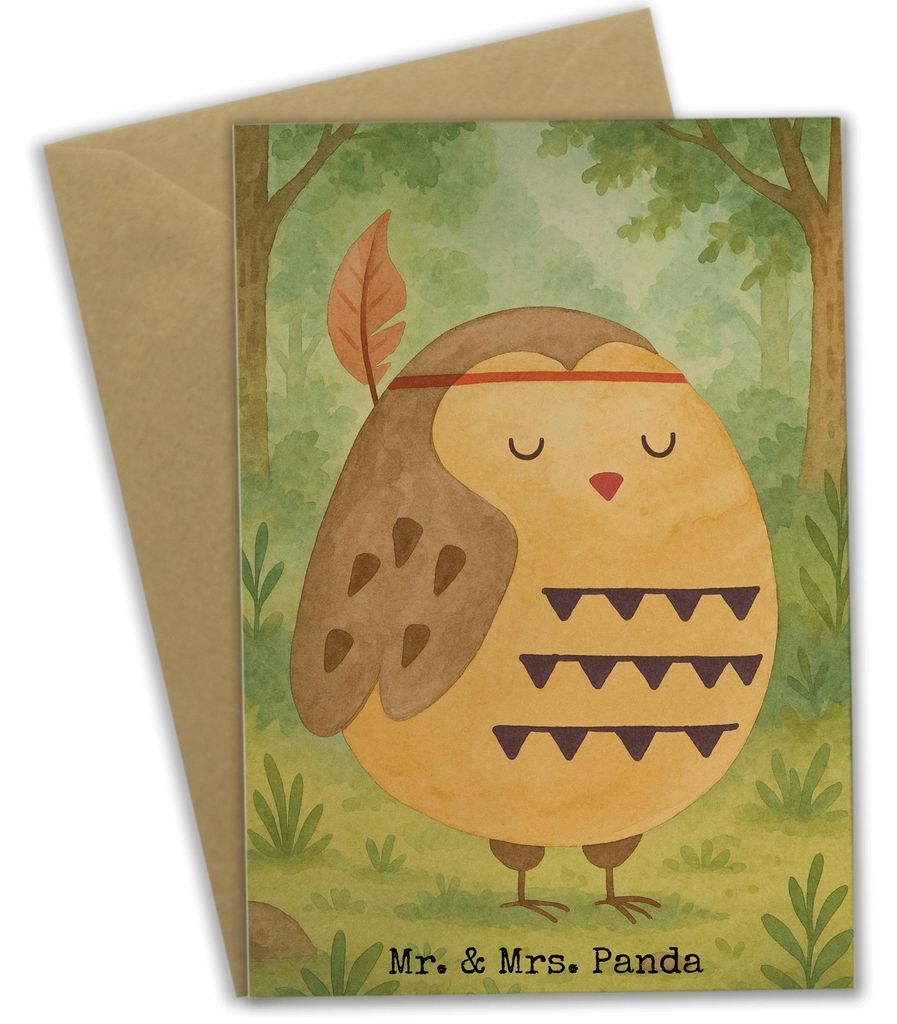 Mr. & Mrs. Panda valentinstagskarte Eule Federschmuck Design - Weiß - Geschenk, Waldtiere, dankeskarten, Dekoration, babykarte, weihnachtskarten, ...