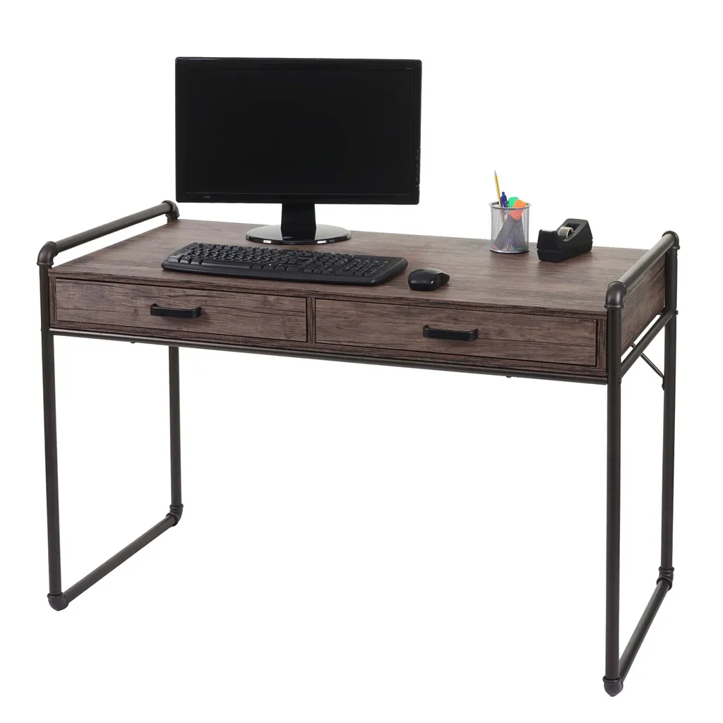 Bureau HWC-F58 Table Informatique Industrielle 120cm Chêne Sauvage