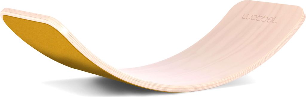 Wobbel Board Original - Leinen-Whitewash, Filz senfgelb