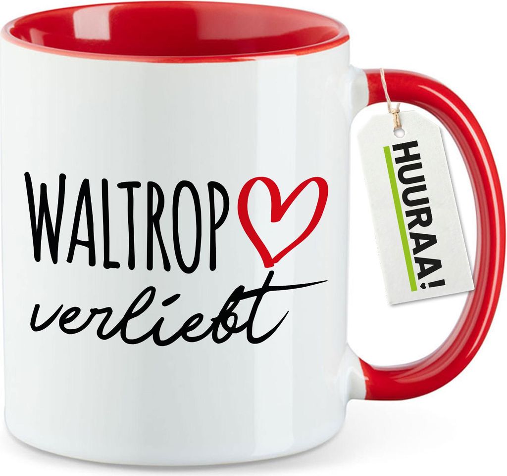 Huuraa Kaffeetasse Waltrop verliebt 330ml Rot Keramik Kaffeebecher Geschenkidee